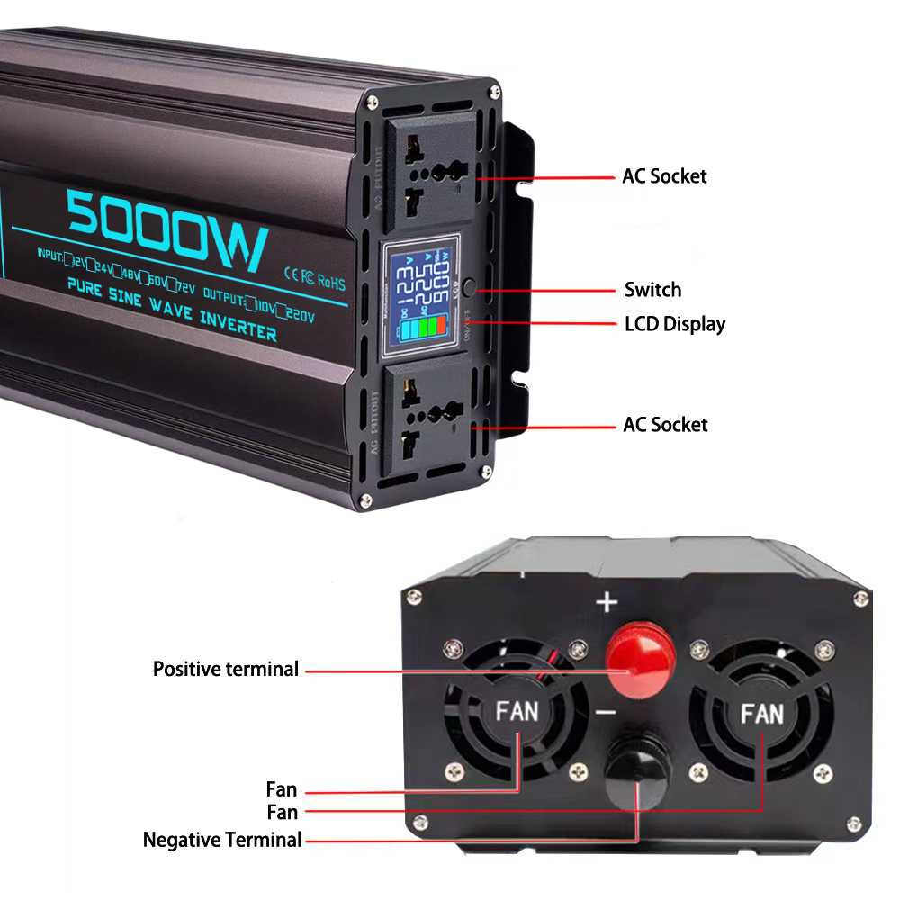 Inwerter sinusoidalny DC 12V/2 – Pure Sine Wave Inverter 5000W 48V 220V recenzja i cena